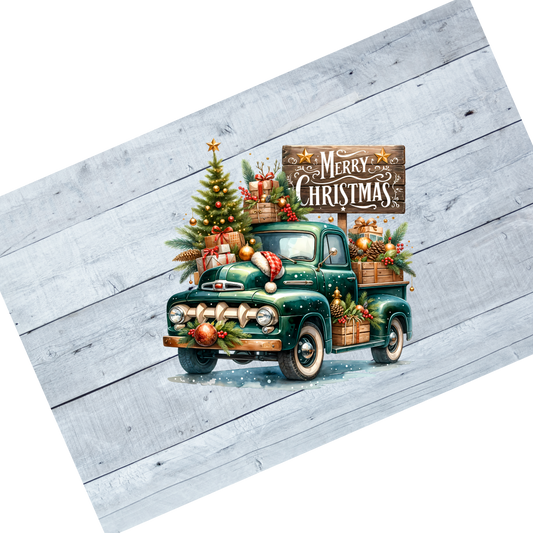 Christmas truck - Green with snow and sign