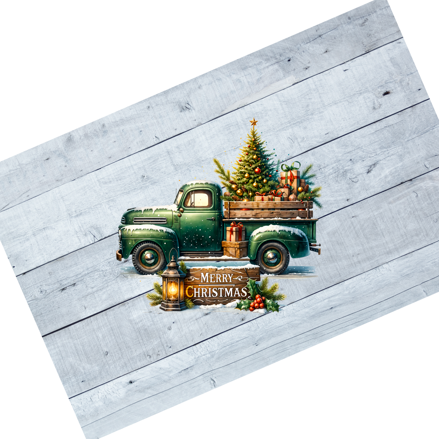 Christmas truck - Green with Christmas tree and sign