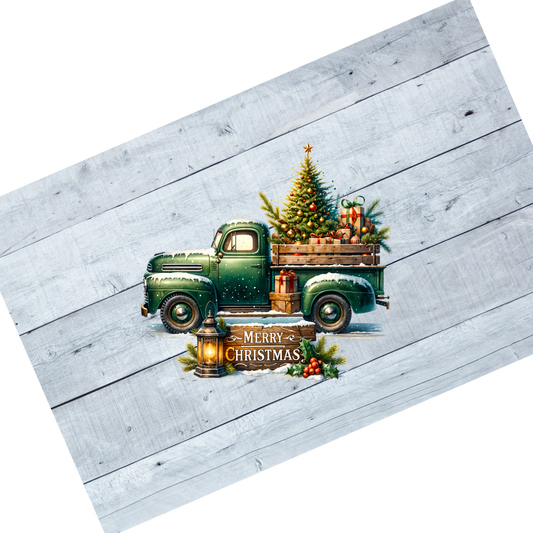 Christmas truck - Green with Christmas tree and sign