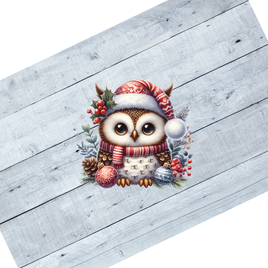 Owl- Red with holly and ornaments